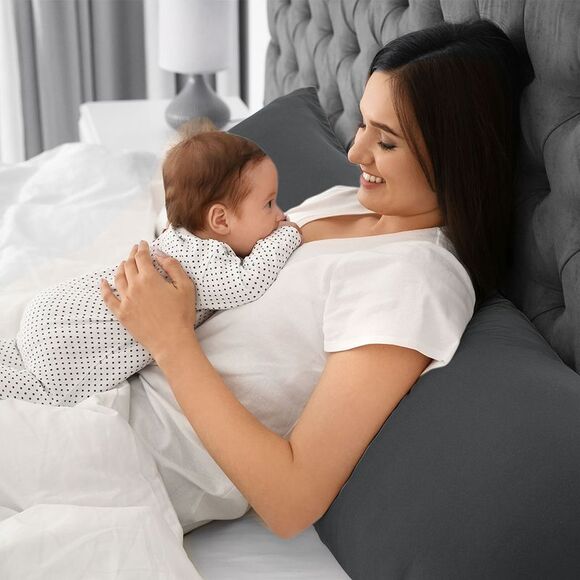 Pillowcase with Zipper Closure Soft Long Pillow Cases for Body Pillows Grey - Picture 2 of 6